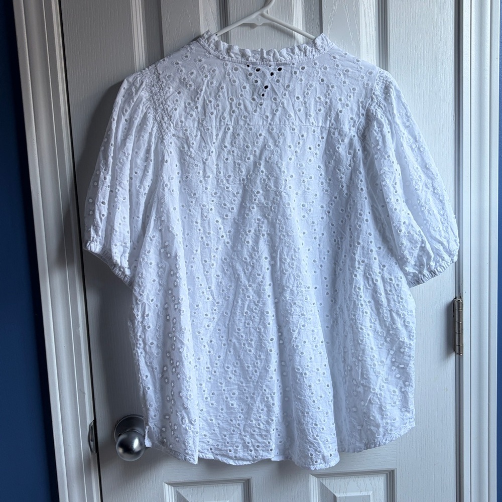 Simply Vera Vera Wang Eyelet Blouse Top Women's XL White - Picture 4 of 13